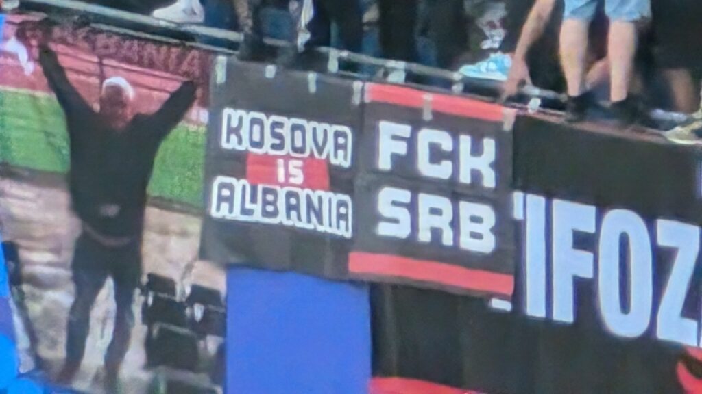 Albanian nationalist banners during the UEFA Euro 2024 match against Croatia.